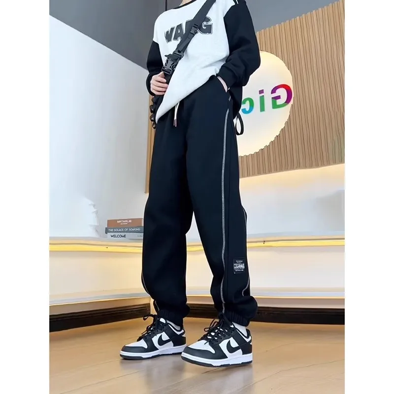 

Стильные спортивные повседневные брюки для мальчиков и подростков на весну-осень, модные, больших размеров, комфортные, свободного кроя, 300 Pou