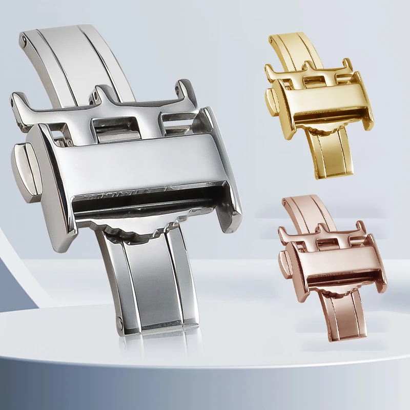 Fivela de relógio de aço inoxidável, 14mm 16mm 18mm, para longines, fivela de cinto, fivela de relógio, fivela borboleta de metal sólido, fivela dobrável