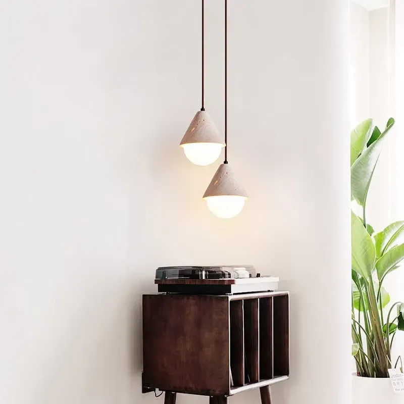 Nordic Minimalist Single Travertine Kitchen Island Pendant Light Stone Hanging Light With E26 Bulb Base