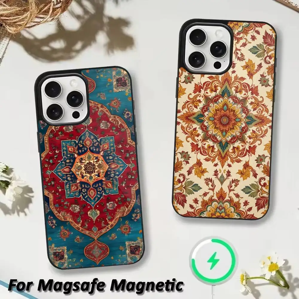 

Persian Carpet Floral Pattern Phone Case For iPhone 17,16,15,14,13,12,Plus,Pro,Max for Magsafe Magnetic Wireless Charging
