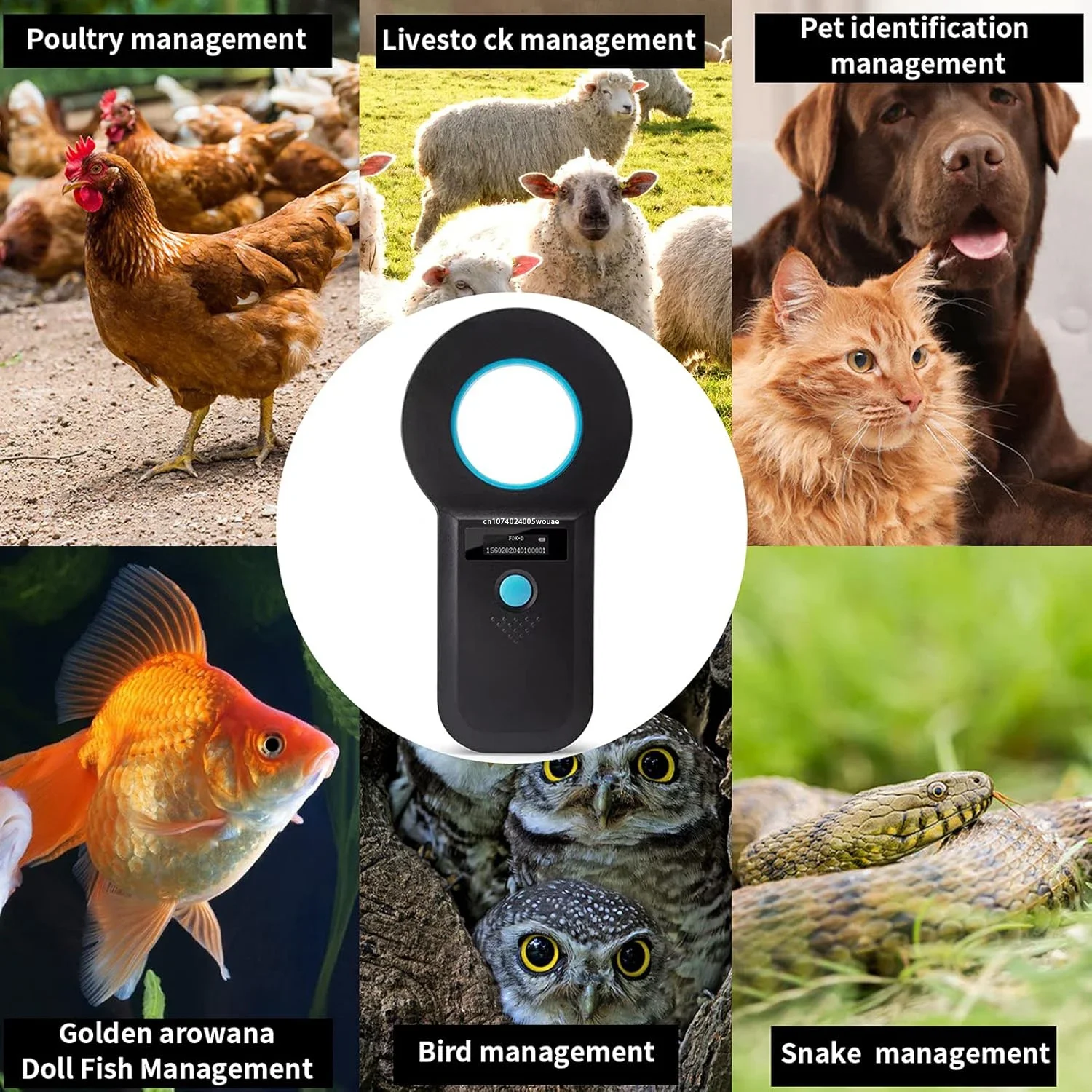 Pet Microchip Reader Scanner RFID EMID Portable Pet Chip Scanner Rechargeable Data Storage Animal Tag for ISO 11784/11785,FDX-B