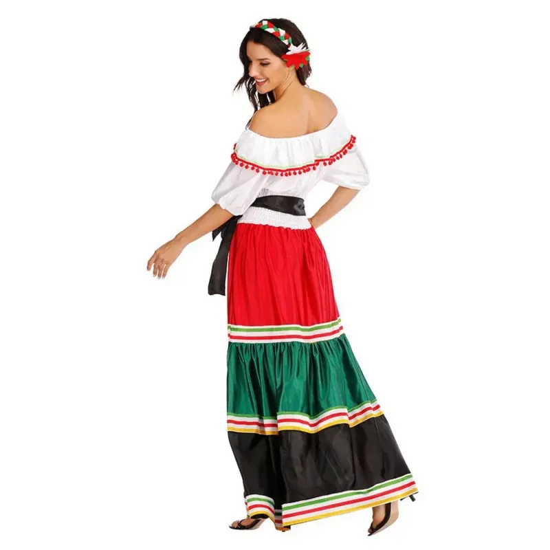 Vestido folclórico mexicano tradicional feminino, Traje de Halloween feminino para crianças, Festa de Carnaval do México, Vestido extravagante