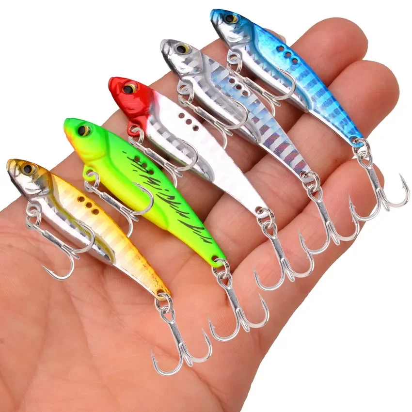 Aorace 6PCS/Set 7g 3D EyesMetal Vib Blade Lure Sinking Vibration Baits Artificial Vibe for Bass Pike Perch Fishing 6 Colors