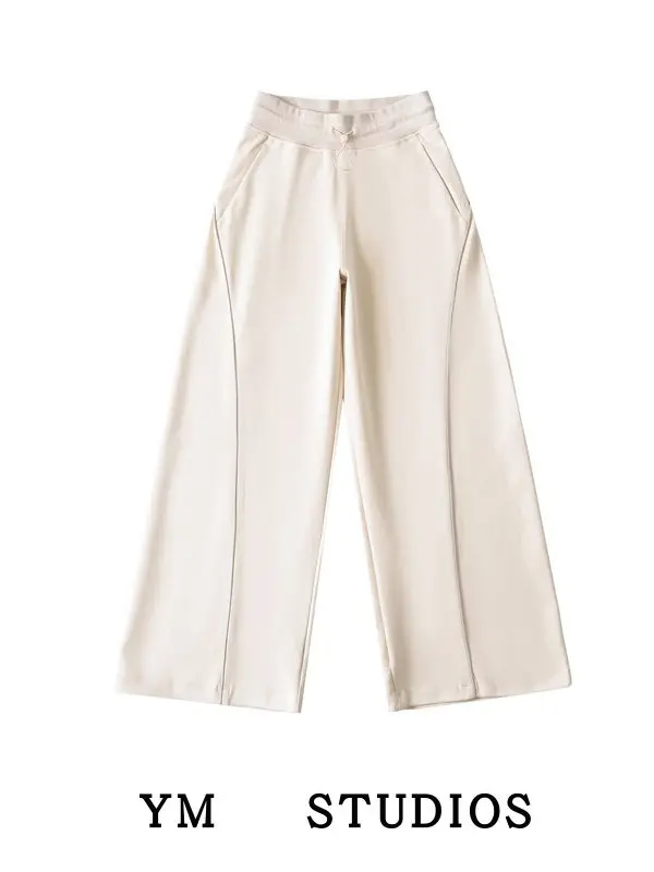 

High Waist Wide Leg Casual Sports Pants Women's Loose Fit Comfortable Lulu American Sle Elastic Dstring Hot Girl