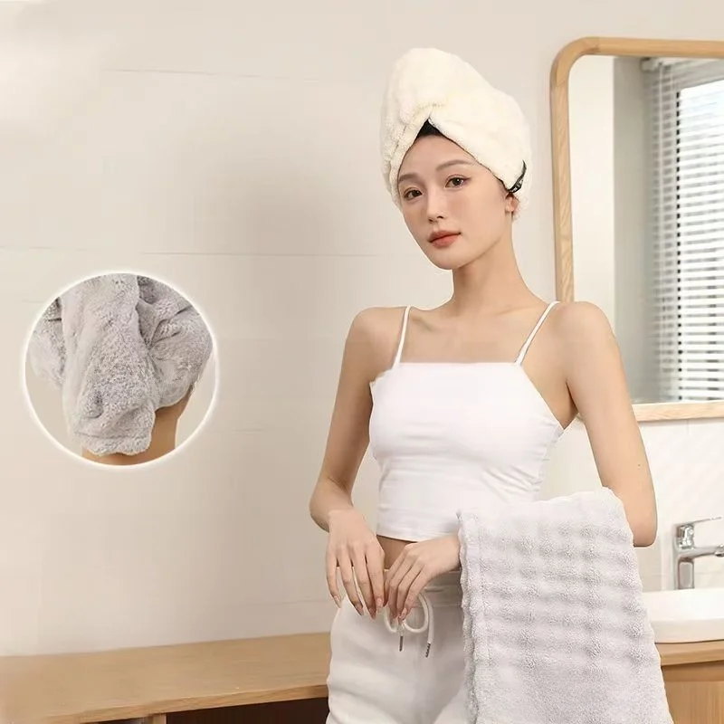 

Роскошная французская утолщенная впитывающая шапочка для сушки волос, цельное полотенце для головы, аксессуар для быстрой сушки волос после шампуня, коралловый флис