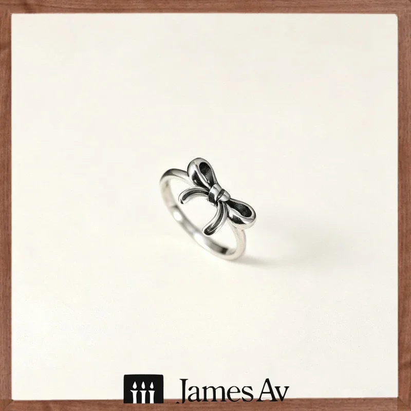 2027 New S925 Sterling Silver Vintage Bow Ring, Oxidized Textured Details, Raised 3D Bowknot Decoration, Delicate Band Shape, Trendy Retro Finger Accessory, Elegant & Cool Look, Wonderful Gift Choice for Women & Teenagers