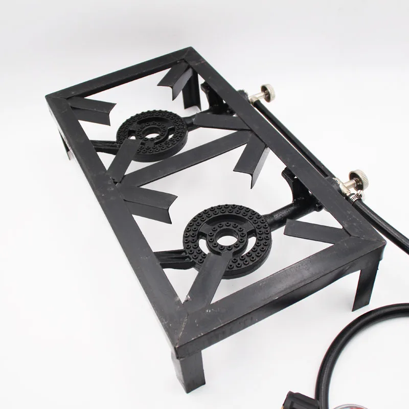 مدفأة برأس مزدوج قياسية أمريكية مع دعامة مجهر من الحديد الزهر موقد غاز البروبان عالي الطاقة حديقة خارجية ran'q #4