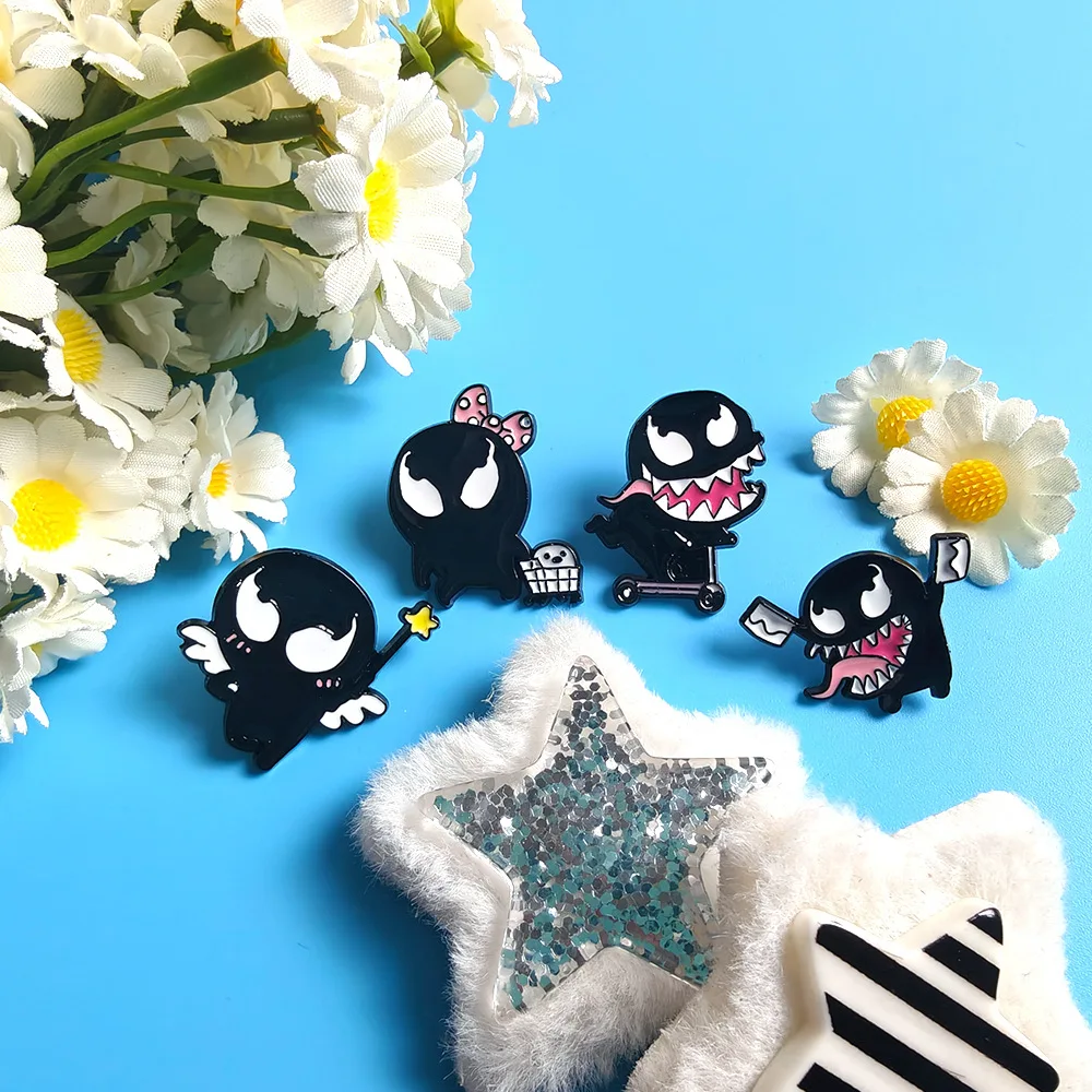 Venoms Enamel Pins New Toys Gift Anime Action Figures Brooch Kids Fashion Clothes Badge Bags Decoration Children Cosplay Classic