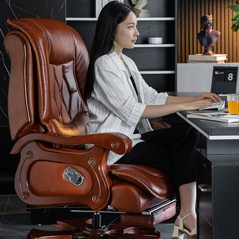 Leather Executive Office Chair Lumbar Back Support Executive Office Chair Computer Comfortable Silla Oficina Home Furniture