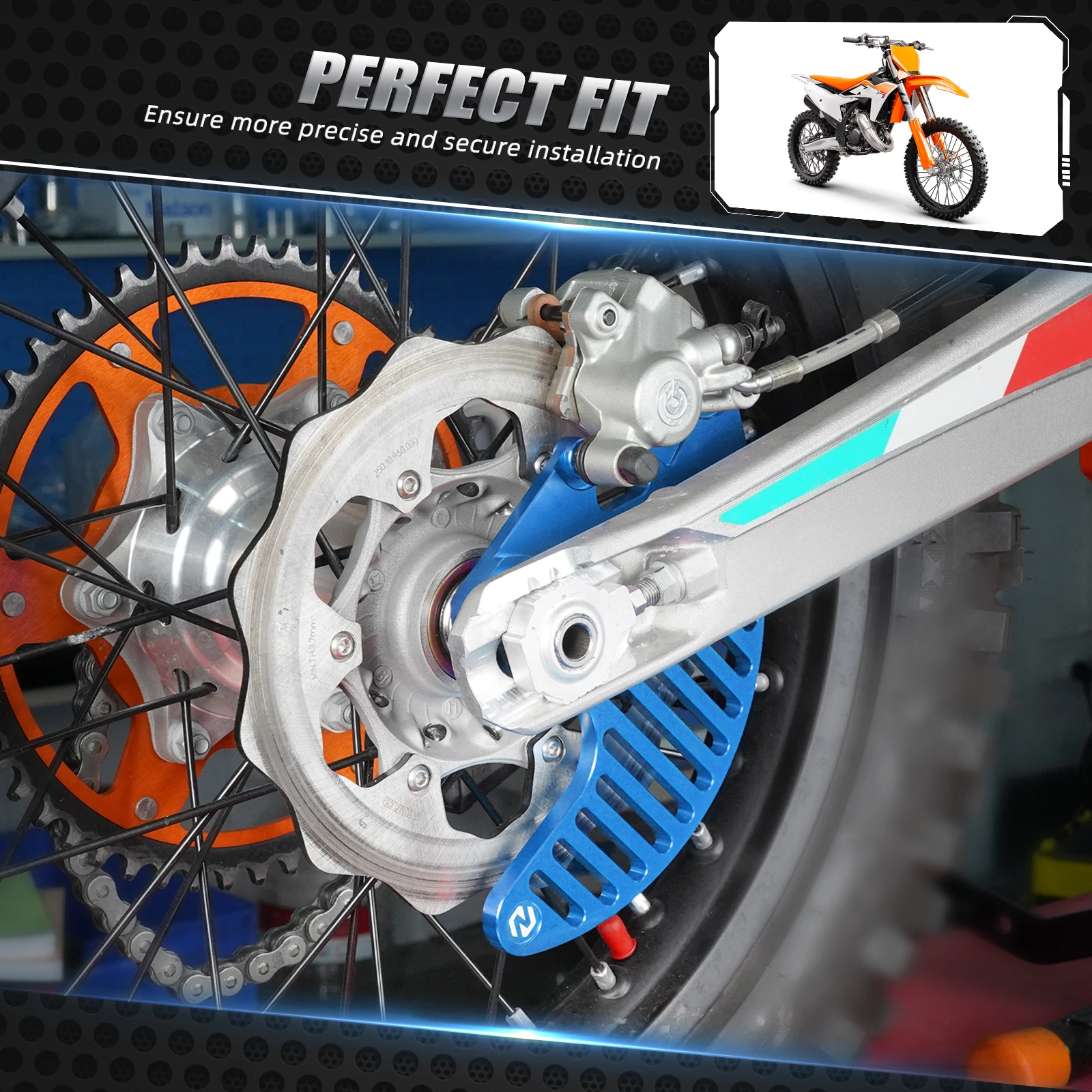 NICECNC Für KTM EXC 300 2016-2024 Vorderer und Hinterer Bremsscheibenschutz Für KTM EXC-F 350 SXF 450 SX 125 Husqvarna TE 300 GasGas EC 300 – Detail 16