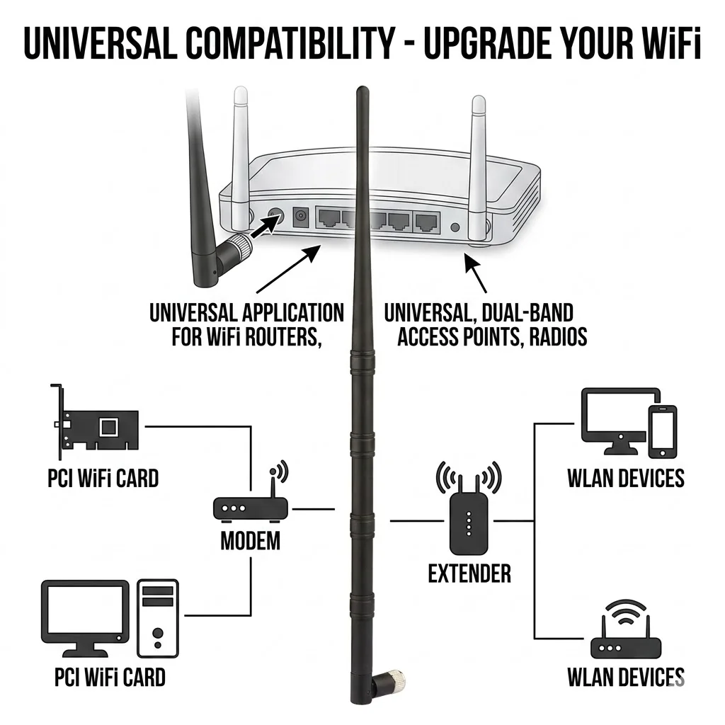 Superbat 2.4GHz 15dbi WiFi Router Tilt-Swivel Wireless LWU Antenna RP-SMA Male(Female pin) Connector