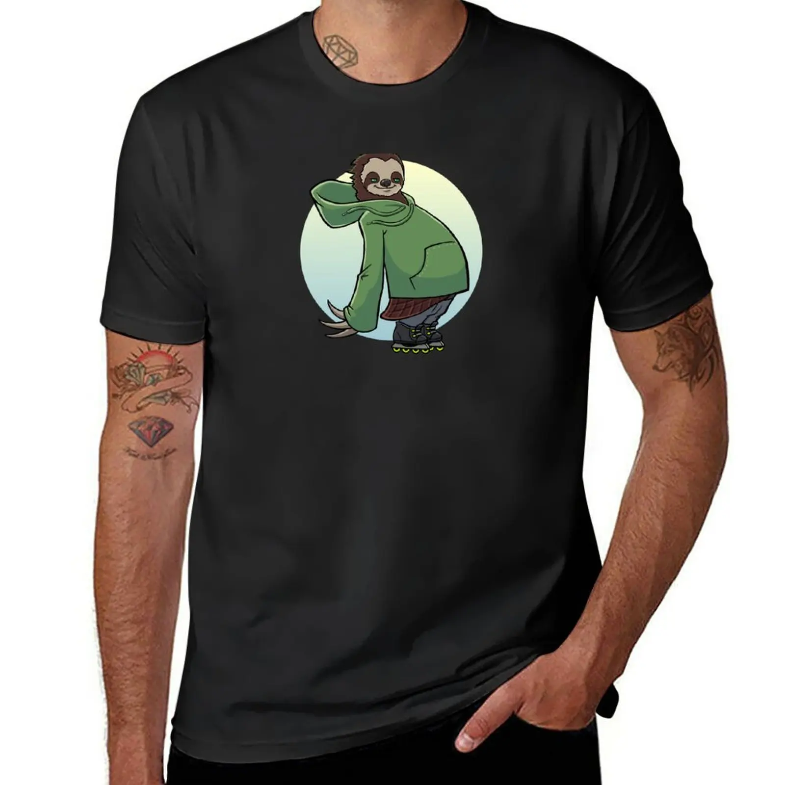 

New Sloth Roller Blade skating T-Shirt custom t shirt Short sleeve tee summer top mens t shirts