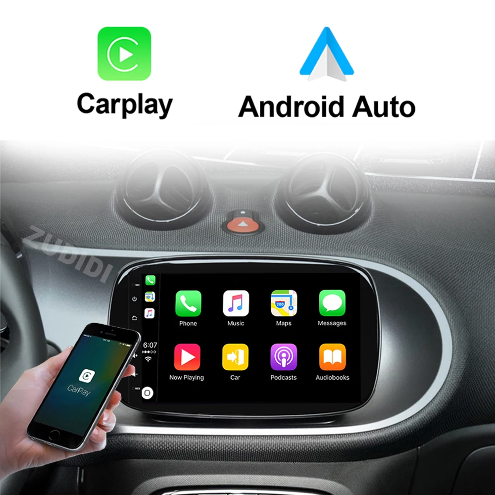 Android 16 para Mercedes Smart 453 Fortwo 2014 - 2020 Autoradio reproductor Multimedia QLED 1280*720 pantalla Carplay Radio de coche 2Din DVD