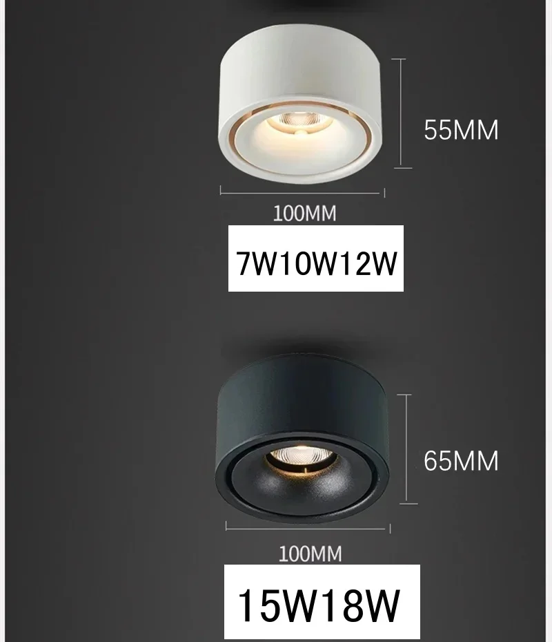 Luz empotrable LED montada en superficie antideslumbrante, foco regulable COB, punto de techo sin apertura, 7W12W15W, 110V, 220V, lámpara de techo