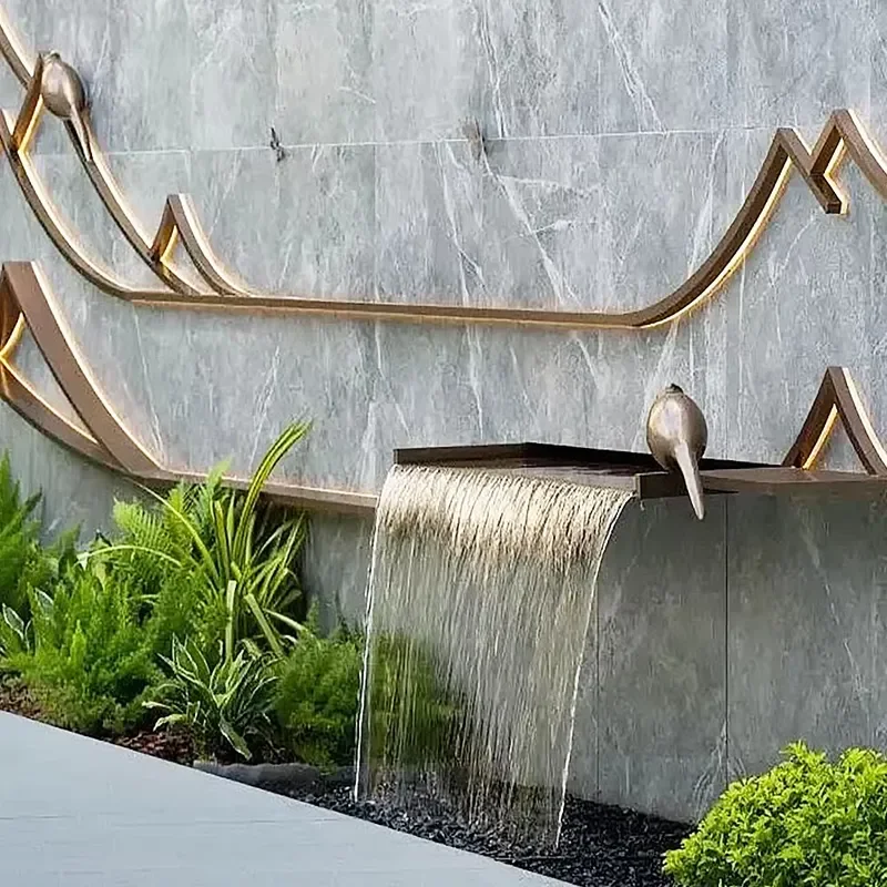 for Garden Waterfall Pool Film LED Lights Modern Indoor Outdoor Decoration High Taste Water Feature Customized Home Decor