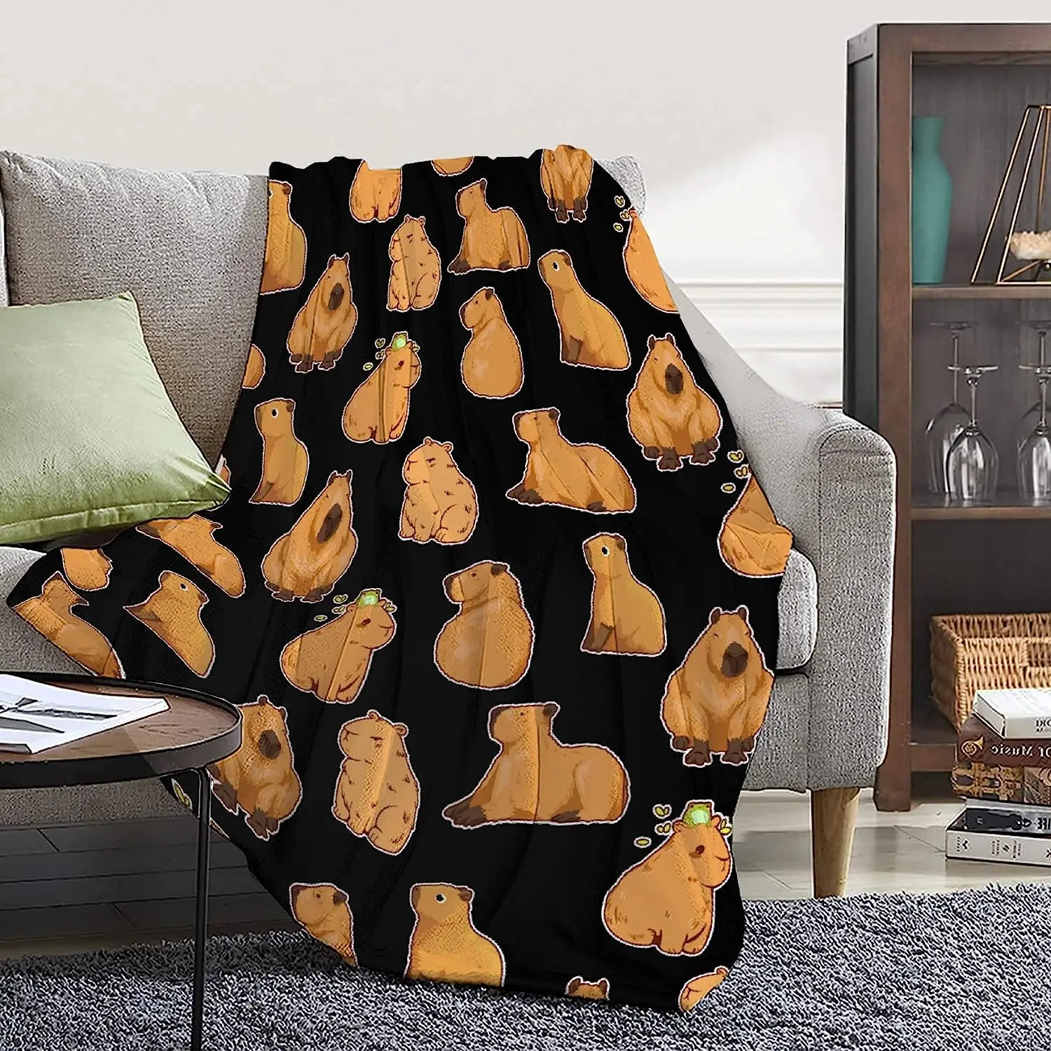 Capybaras Blanket Gift for Kids Boys Girls Animals Lovers-90x120 Inches Soft Flannel Blankets Cutes Capybara Cozy