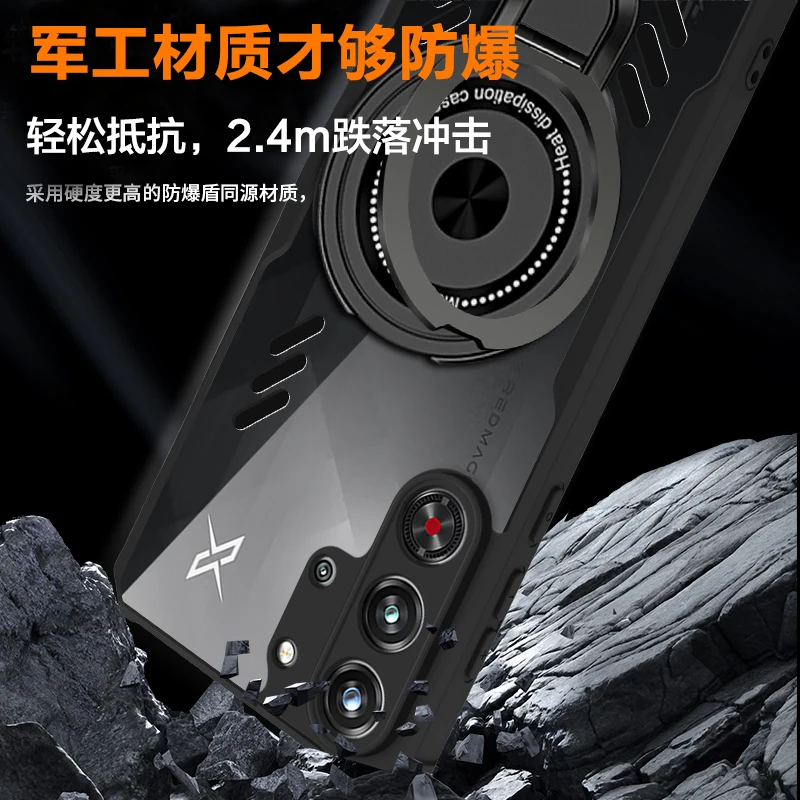 Silicone Cooling Phone Case for Redmagic 10 9 9S 8s Pro Plus Pro+ Graphene Heat Dissipation Case Magnetic Stand Shockproof Cover