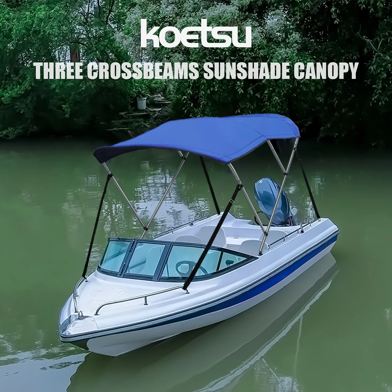 

Тент-навес KOETSU с тремя поперечными балками, трехбалочный тент-бимини для лодки