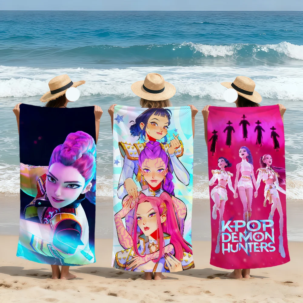 Anime cool art k-kpop d-demon h-hunters toalla suave toallas de playa toalla de piscina de secado rápido para viajes gimnasio baño Spa campamento deporte regalo