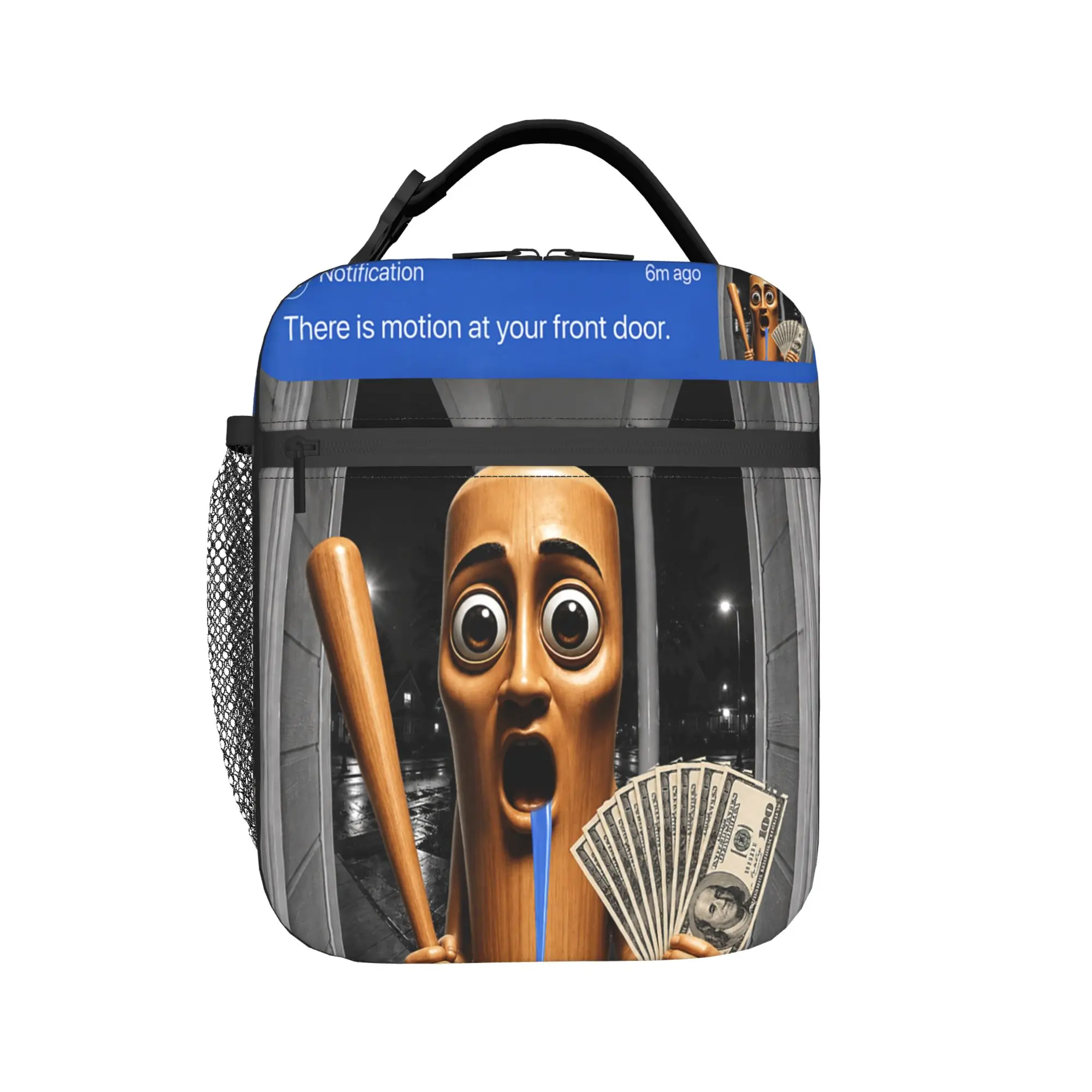 There is Motion at Your Front Tung Tung Sahur Drooling Money Lunch Bag Lunch Box Child Picnic Cooler Bag Print Tote Food Bags