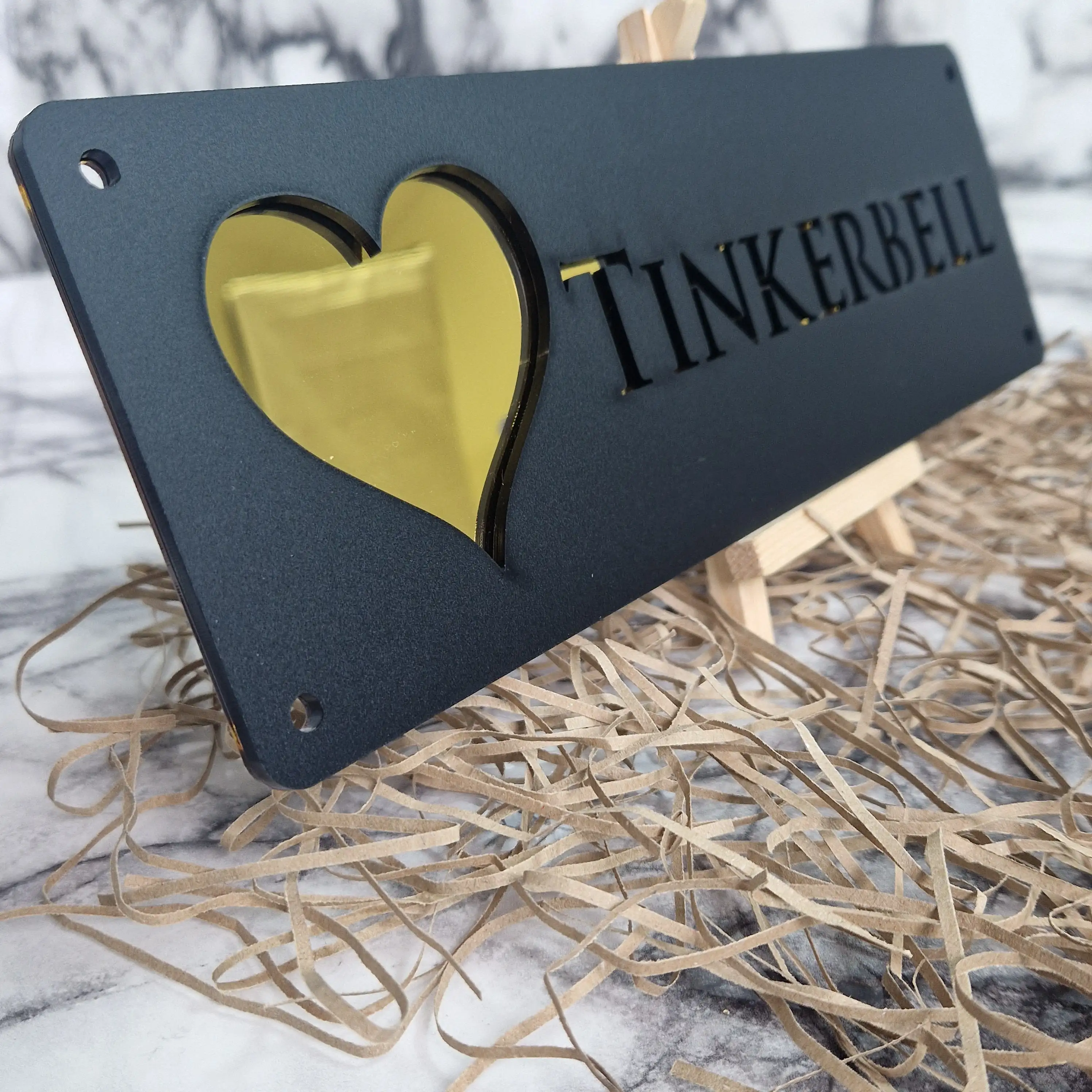 Matte Black Gold Horse Stable Name Sign Heart Shape Plate Custom Door plaque personalized gift horse lover Acrylic Outdoor