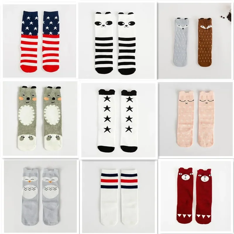 

Lovely Cartoon Fox panda Baby Socks Knee High Girls Boys Toddler Socks Long Tube Animal Infant Soft Cotton Socks Kids 0 to 3 y