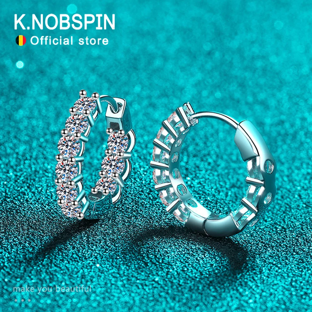 

Серьги-кольца KNOBSPIN D VVS1 женские из серебра 925 пробы с покрытием из муассанита 18 К