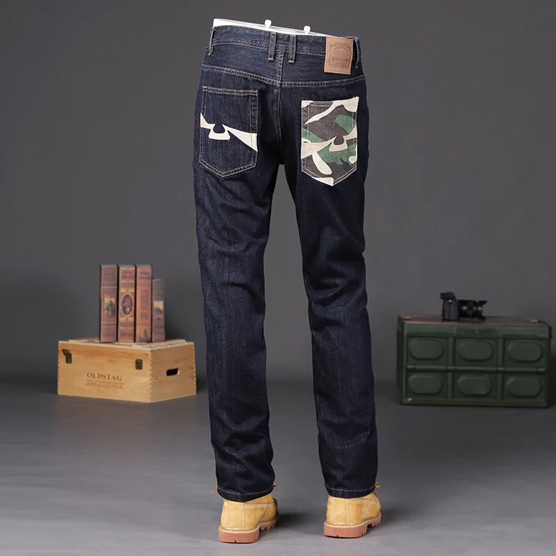 Newly Designer Fashion Men Jeans High Quality Original Black Blue Vintage Jeans Men Redline Selvedeg Casual Denim Pants Hombre