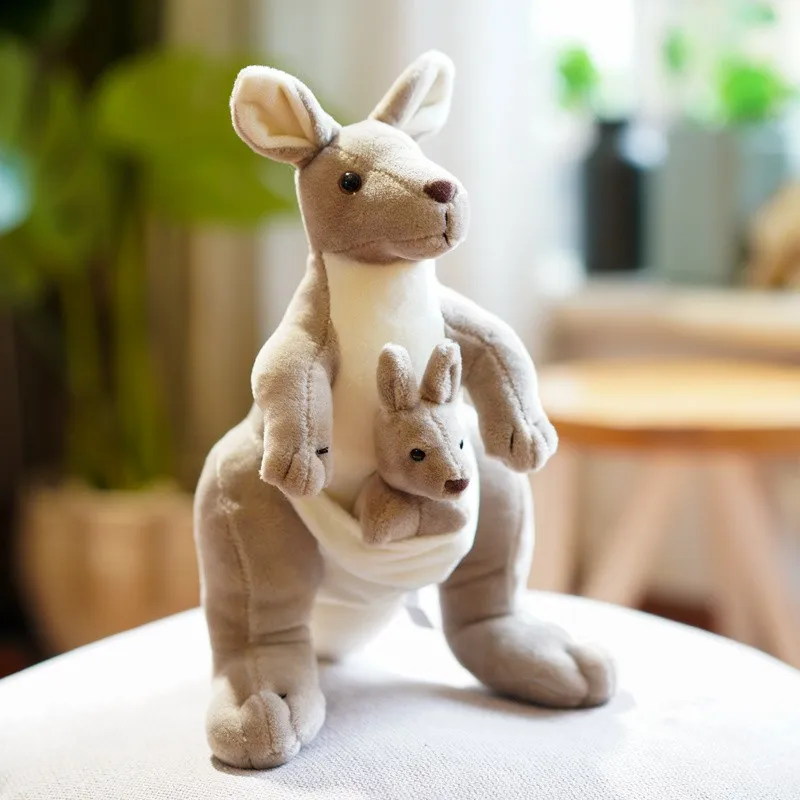 

28CM Cute Australian Kangaroo Plush Toy - Mother And Child Simulation Animal Doll Set Parent-Child Birthday Gift