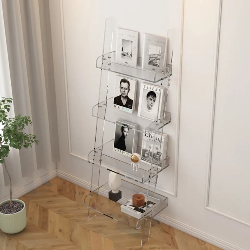 Acrylic Bookshelf Floor to Ceiling Multi-layer Storage Rack Living Room Creative Shelf Display Shelf Against The Wall Bookshelf