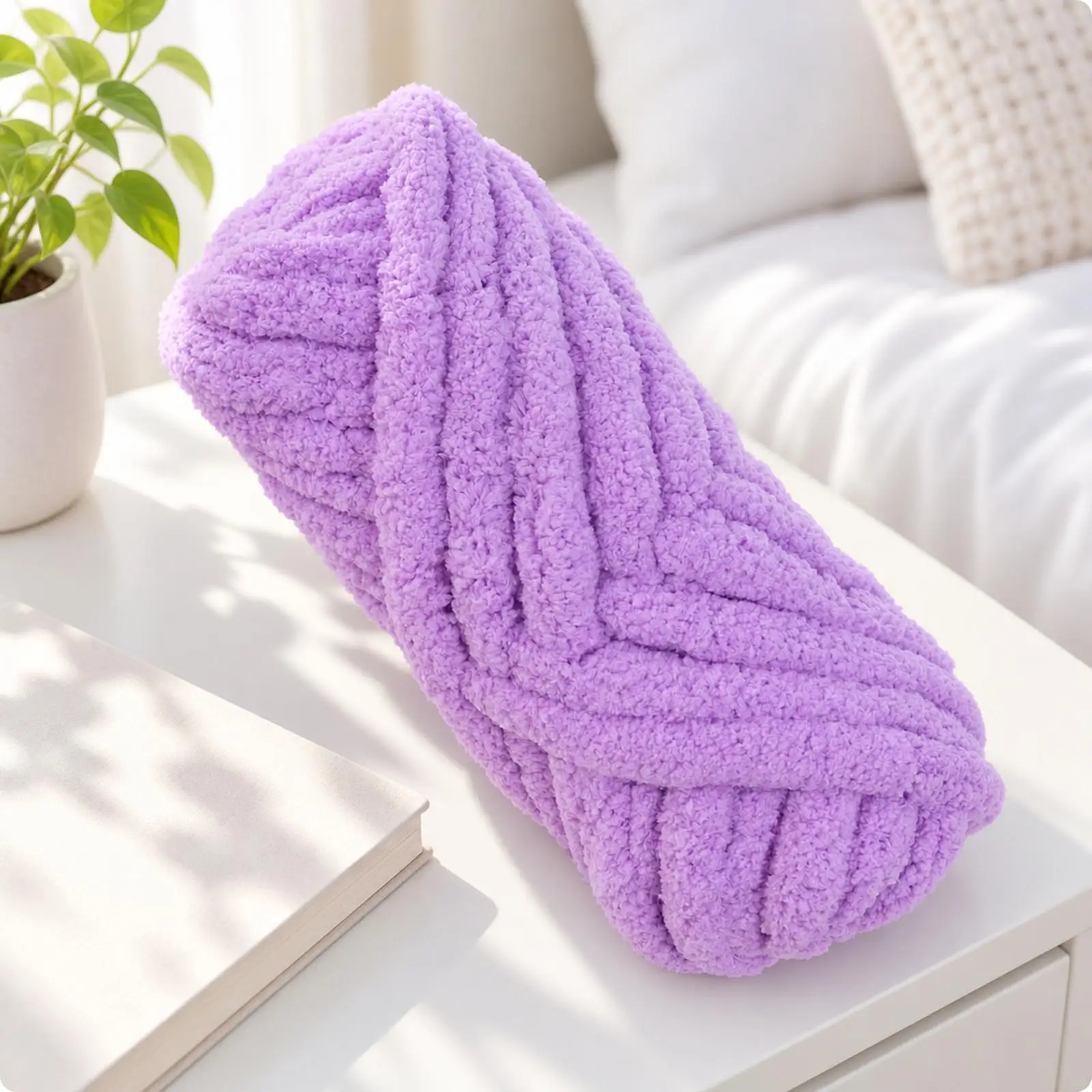 Extra Thick Bulky Chenille Yarn Soft Plush Single Skein for Crochet Knitting Projects for Cozy Throws Scarves Pet Bed