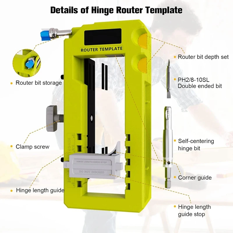 Door Hinge Jig, Door Hinge Mortiser, Hinge Installation Kit, Door Hinge Router Template For 3Inch To 5Inch Hinges