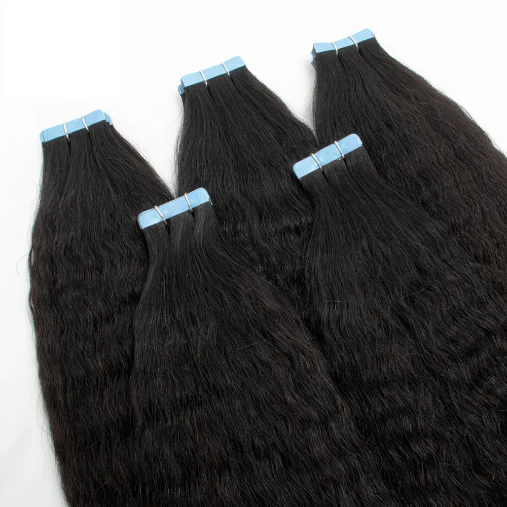 Afro Kinky Rechte Tape in Hair Extensions 100% Echt Menselijk Haar Onzichtbaar voor Vrouwen Zwart Haar op Plakband voor Salon