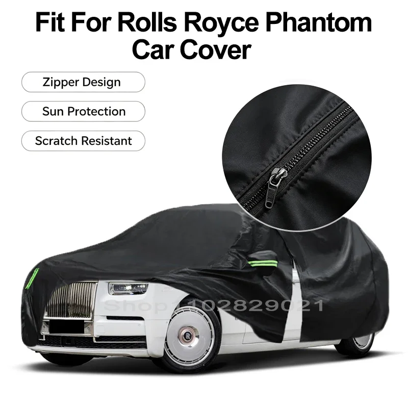 Zipper Door Waterproof Car Cover For Rolls Royce Phantom Windproof Dustproof UV Protection All Weather Auto Protector