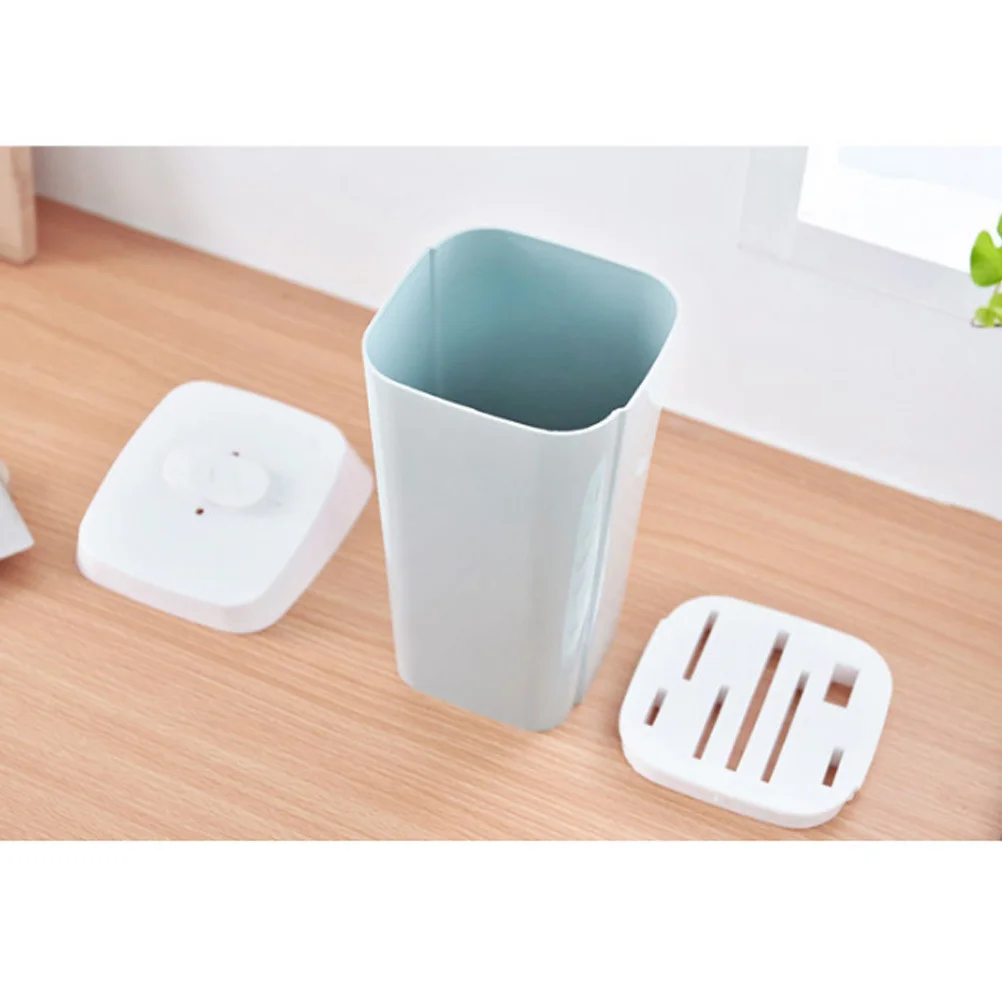 

Creative Kitchen Rack Beige Pp Material Multi Partition Knife Storage Holder Rotatable Drain Design Organizing