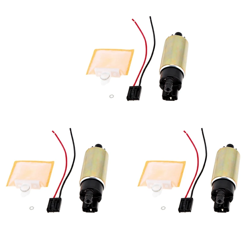 3X 120L/H High Performance Car Electric Gasoline Fuel Pump & Strainer Install Kit For TOYOTA / Ford / Nissan / Honda