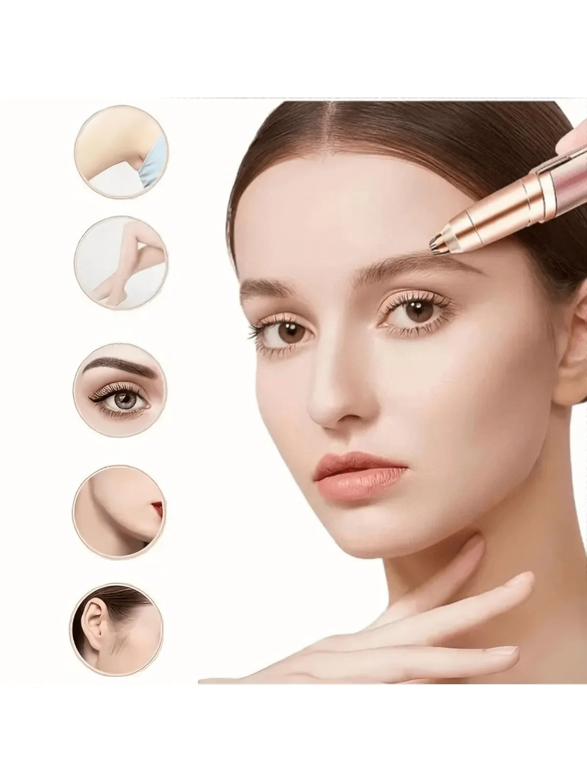 1 Stück ABS Tragbarer Augenbrauentrimmer Tragbare Augenbrauen, schmerzloser weißer Augenbrauentrimmer, Augenbrauenfixierungsstift für Damen Automatischer Eye-B