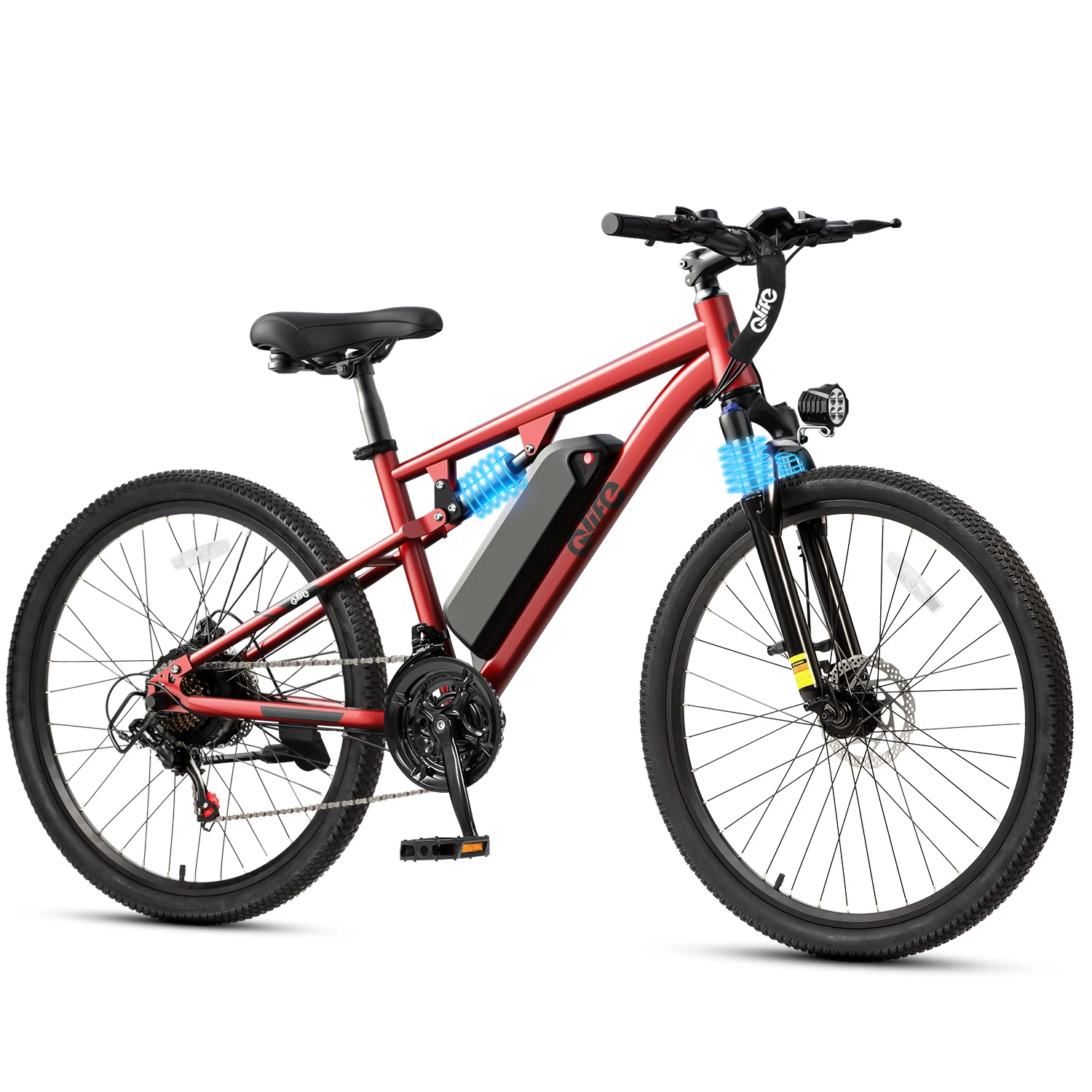 Qlife Racer Ultra Electric Bike for Adults, Peak 1200W 48V 10.4Ah,  27.5" Tire Electric Mountain Bike, 28MPH 55 Miles Off-road Electric Bicycle, 21-Speed E-Bicycle with Full Suspension image 4