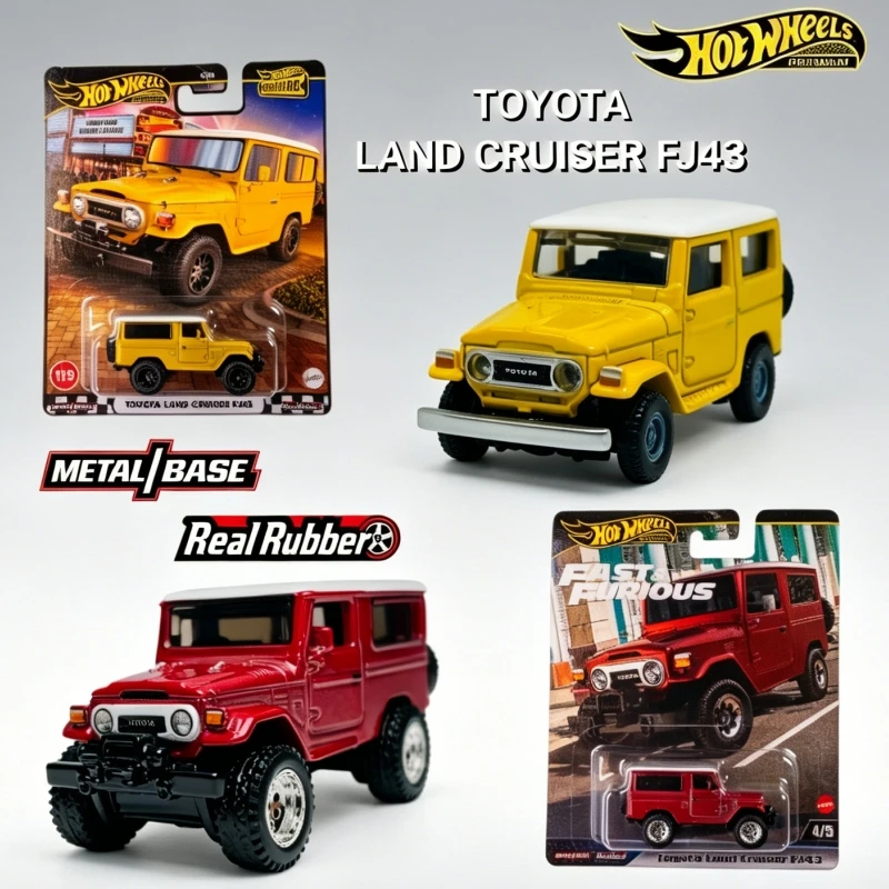 

2026 Hot Wheels Premium Toyota Land Cruiser FJ43 Yellow and Red 1:64 Scale Diecast Car Model Vehicle Alloy Collectible Toys