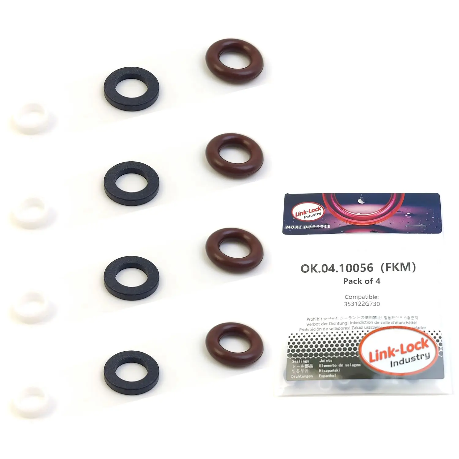 

LINK-LOCK 4Set OK.04.10056 fuel injector repair kit 353122G730 with FKM Viton O-RING For HYUNDAI For KIA 2.4L L4