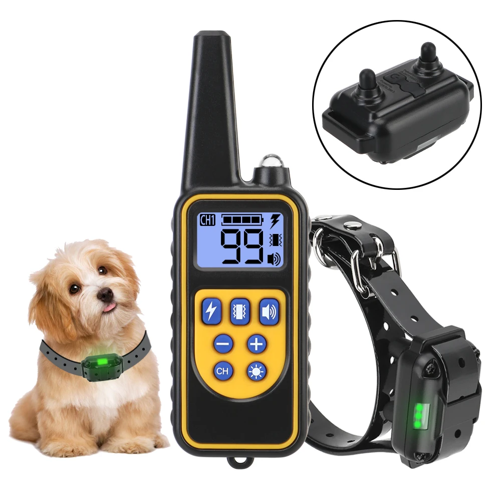 

Rechargeable for All Size 800m IP67 Waterproof Remote Control Electric Pet Dog Training Collar With LCD Display