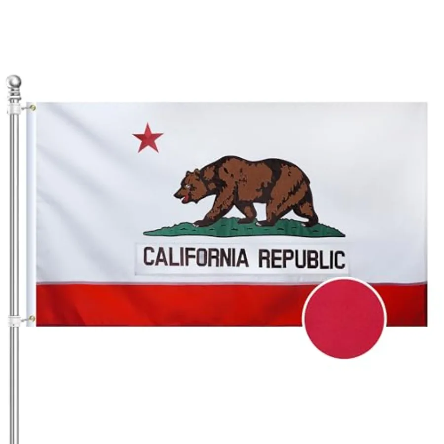 

California Flag 3x5, California State Flag, Fully ery Technique, Tear Resistant, Sewn Stripes, Brass Grommets, Upgraded High-st