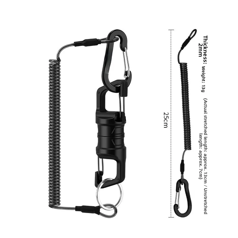 Double-Sided Magnetic Retractable Keychain with Hands-Free Auto-Lock and Tether Cord for Fishing Outdoor Essentials