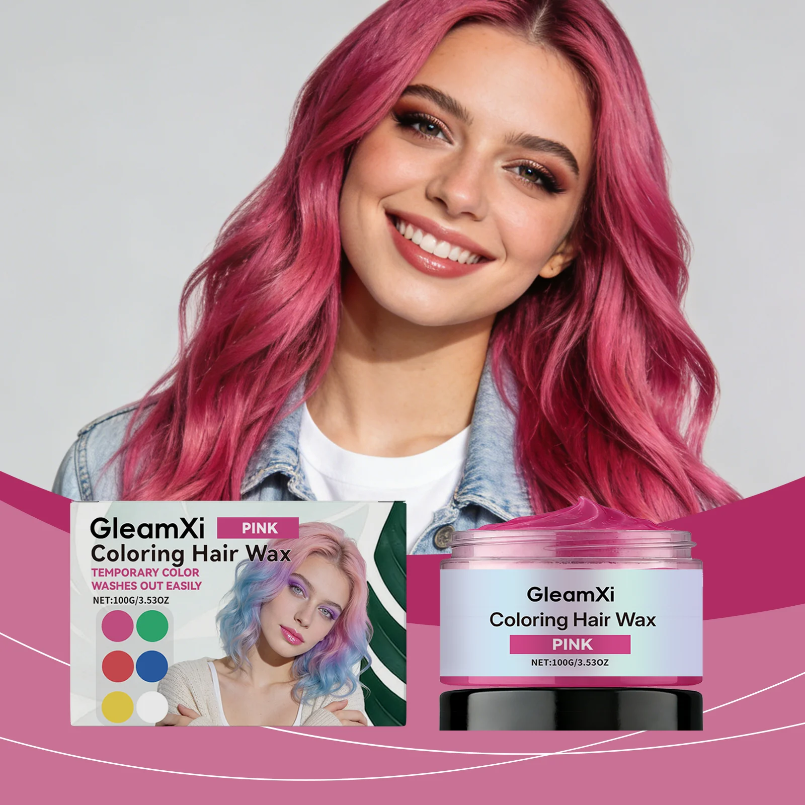 

Temporary Pink Hair Dye Fashion Color Natural Rendering Even Coverage Help Add Moisture To Hair Improve Hair Condition