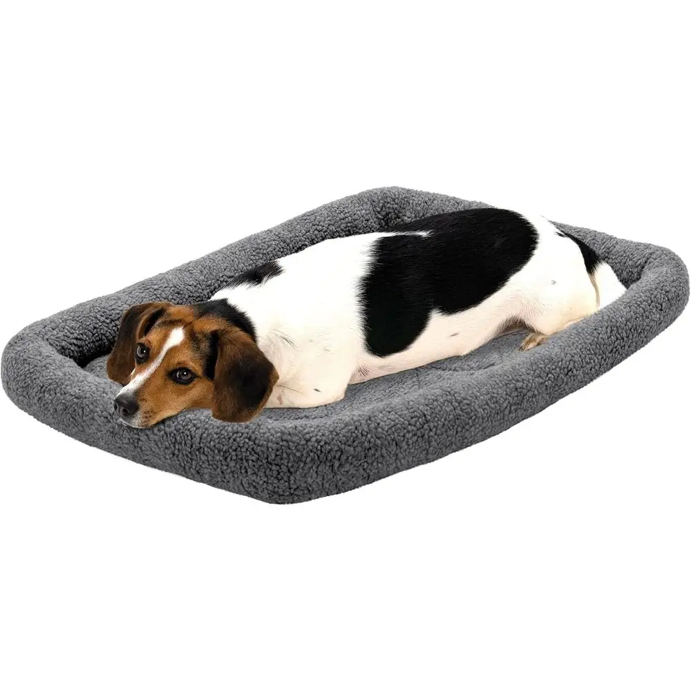 

Моющаяся лежанка для собак средних/малых пород и домашних кошек, подходит для переносок - подушка-лежанка из флиса шерпа для переносок, серая, средний размер