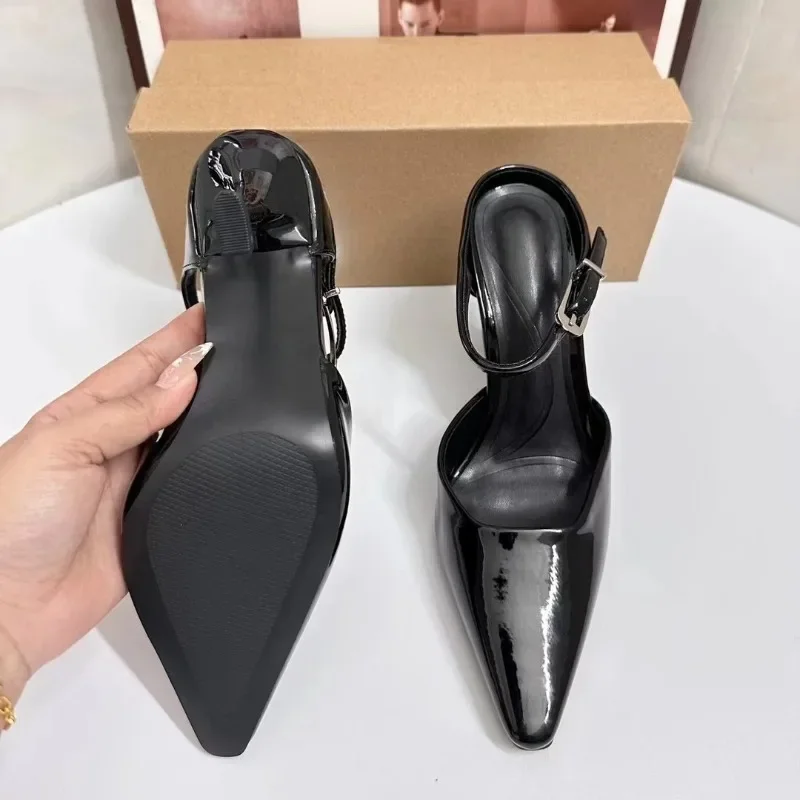 Ankle Strap Woman High Heels Pumps Elegant Shallow Mouth Luxury Office Lady Shoes 2025 Spring Party Dress Slingbacks Stilettos