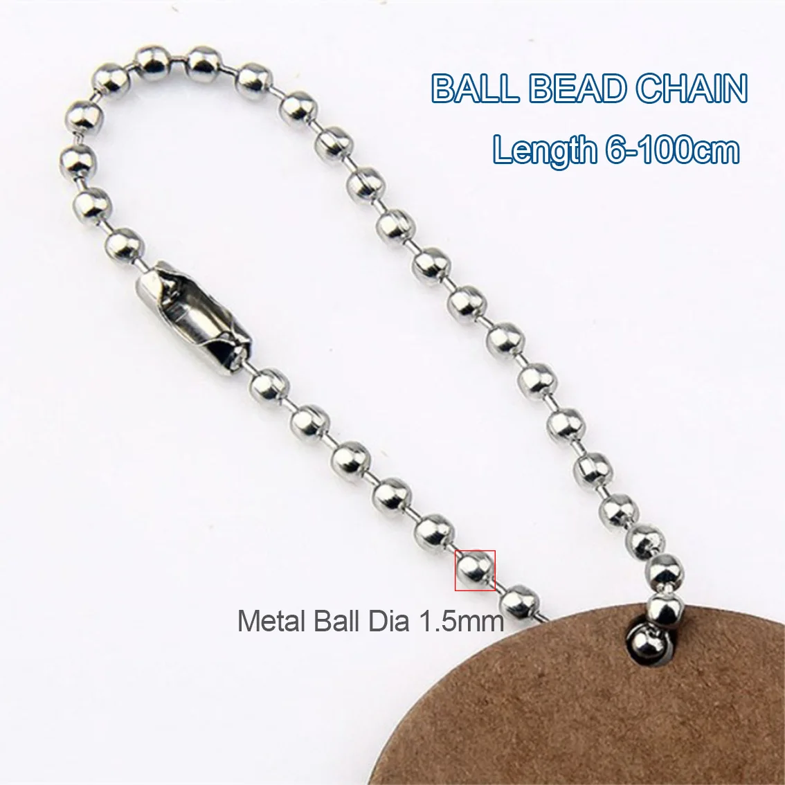 

5-50Pcs Length 6-100mm Stainless Steel Ball Bead Chain Fits Keyring Key Chain Dolls Label Hand Tag Connector DIY Jewelry Making