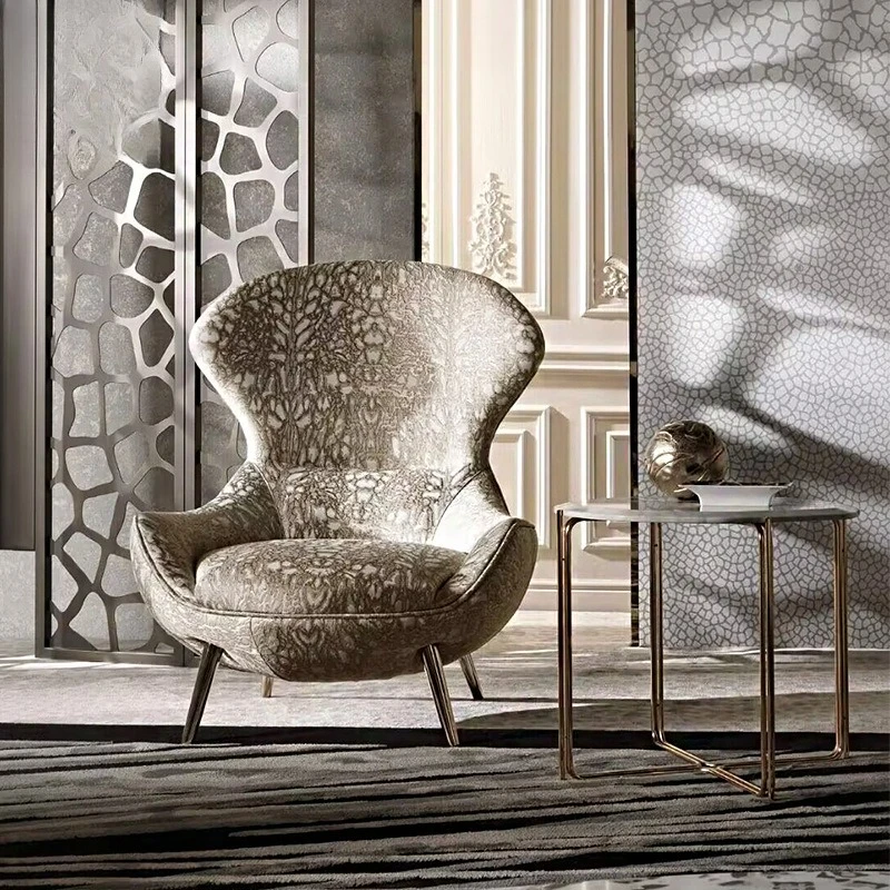 

Creative light luxury leopard print fabric sofa chair, villa designer high-end single chair