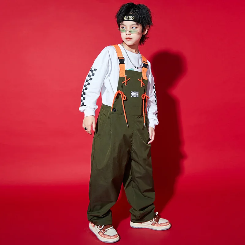 Dziewczęca odzież uliczna w stylu hip-hop kontrastowe kombinezony chłopięce luźne spodnie ogrodniczki spodnie kombinezon dziecięcy dziecięcy strój do tańca ulicznego Romper