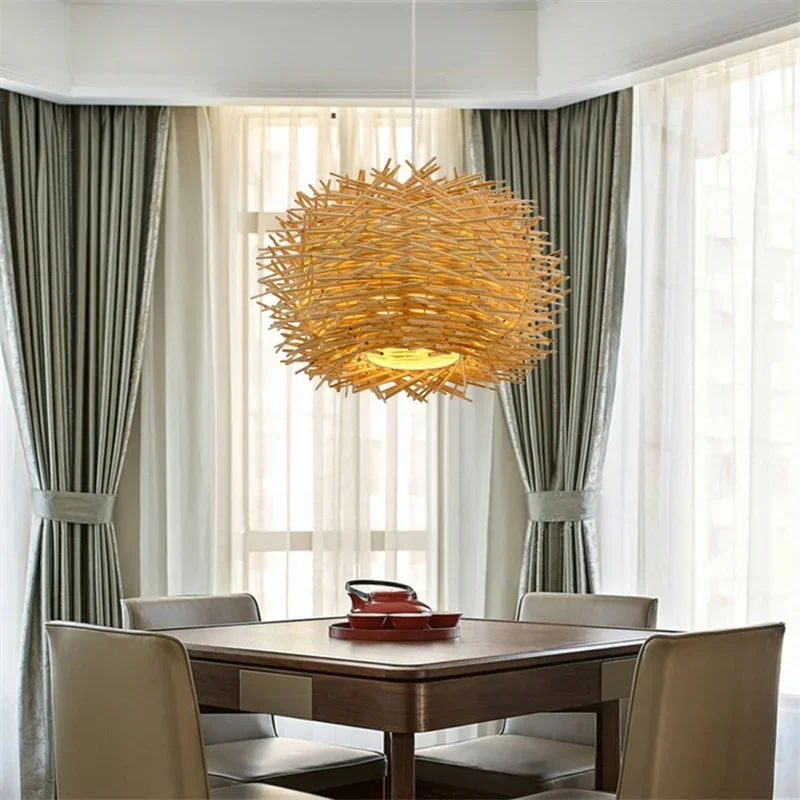 

Bird's Nest Bird's Nest Creative Art Cafe Bar Farmhouse Music Bar Personality Restaurant Rattan Art Shop Farmhouse Chandelier